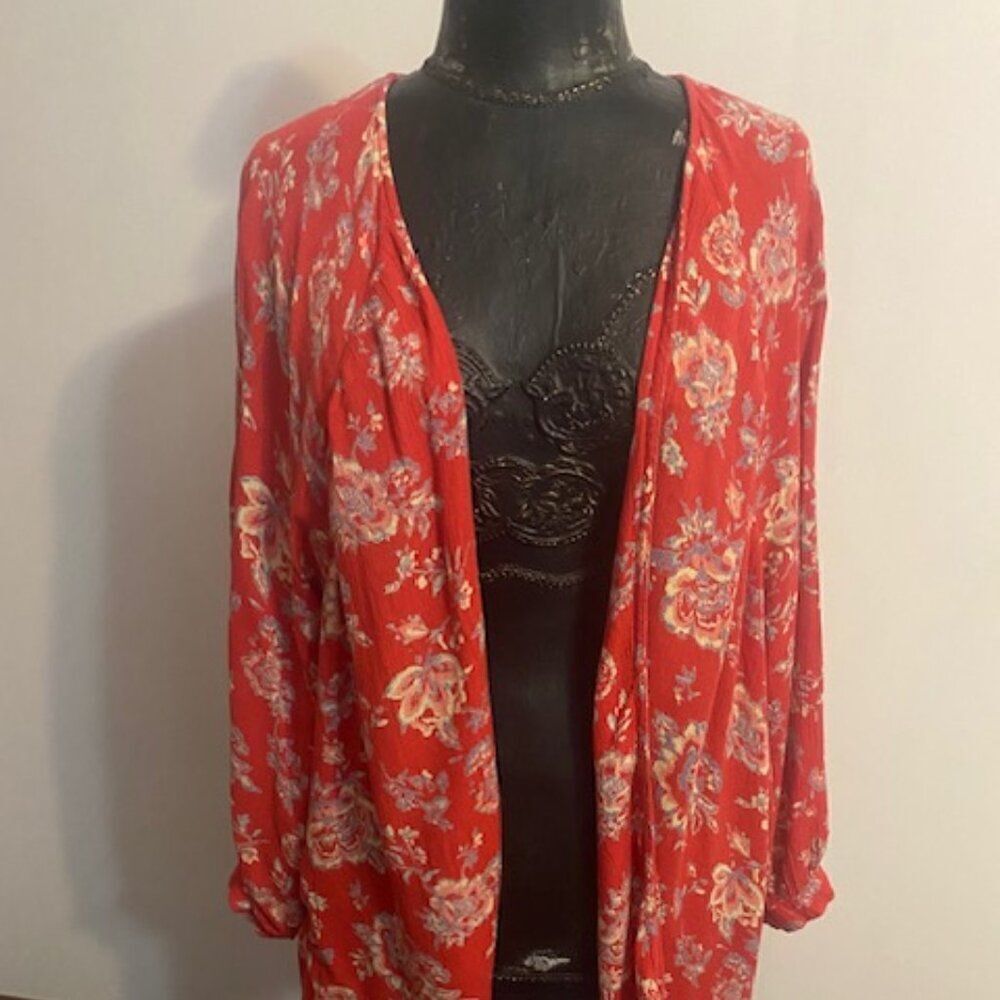 Billabong Saltwater Shore Kimono Boho Open Front Swim coverup, size L